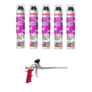 Mousse Expansive Projetable - Aérosol de 850 ml - Isolation Thermique et Phonique Haute Performance - Lot 5 + 1 Pistolet